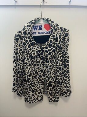 St. John Evening Womens Black & White Patterned Collar Coat